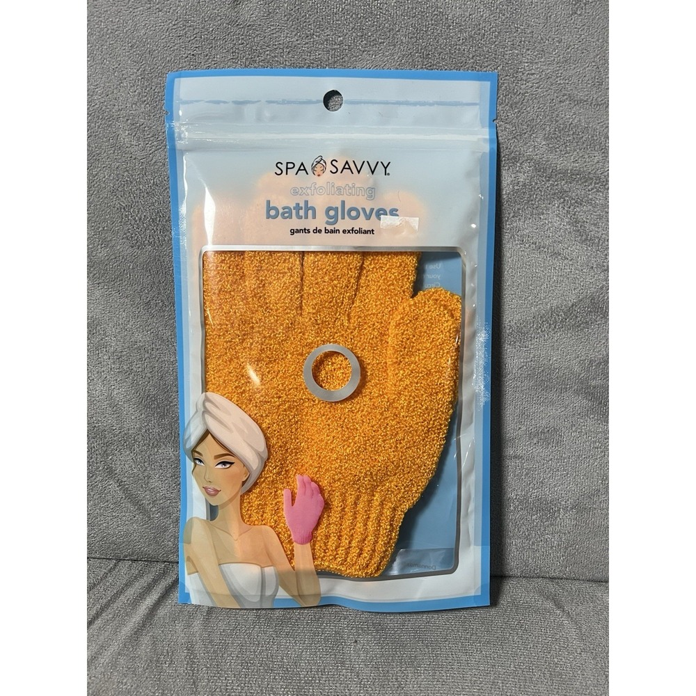 Spa‎ Savvy Exfoliating Bath Gloves Orange Polyester 5009/72 Bath Glove. 2pk